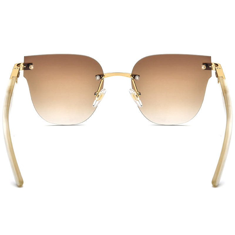 Buffalo Horn Diamante Square Sunglasses - Tea - MCROONS - back view
