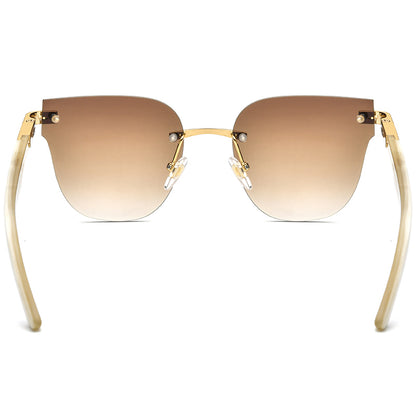Buffalo Horn Diamante Square Sunglasses - Tea - MCROONS - back view