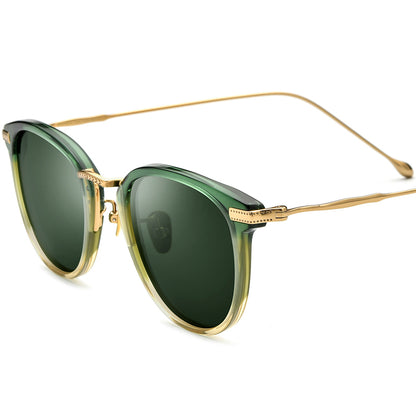 Acetate Titanium Square Polarized Sunglasses - Gradient Green Dark Green - MCROONS