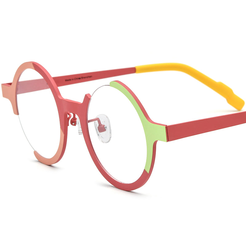 Colourful Titanium Round Optical Glasses Frame Retro - Matte Red - MCROONS