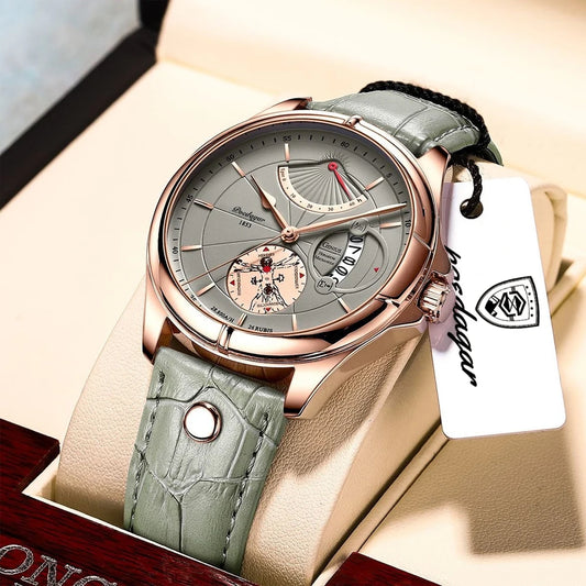 Poedagar 802 Men's Luxury Quartz Watch – Leather Strap, Waterproof, Date