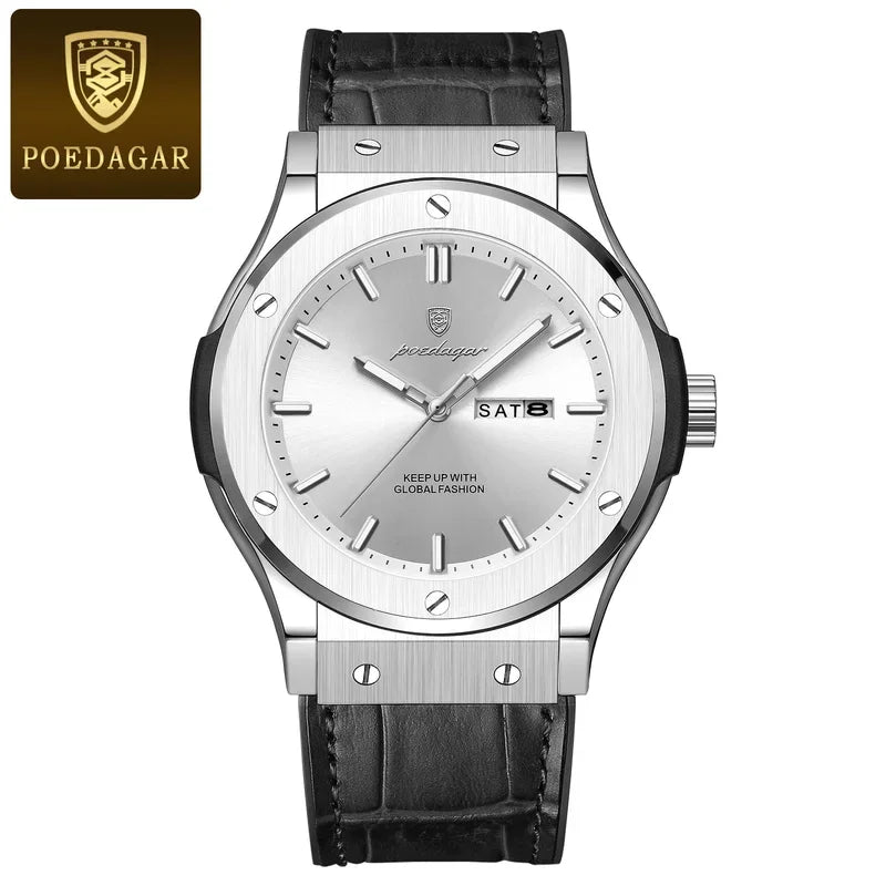Poedagar 952 Men's Luxury Quartz Watch – Silicone Strap, Waterproof, Luminous, Date