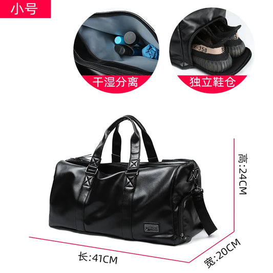 MOYYI PU Leather Travel Bags for Men Duffle Bag Outdoor Leather Men'S Travel Bag