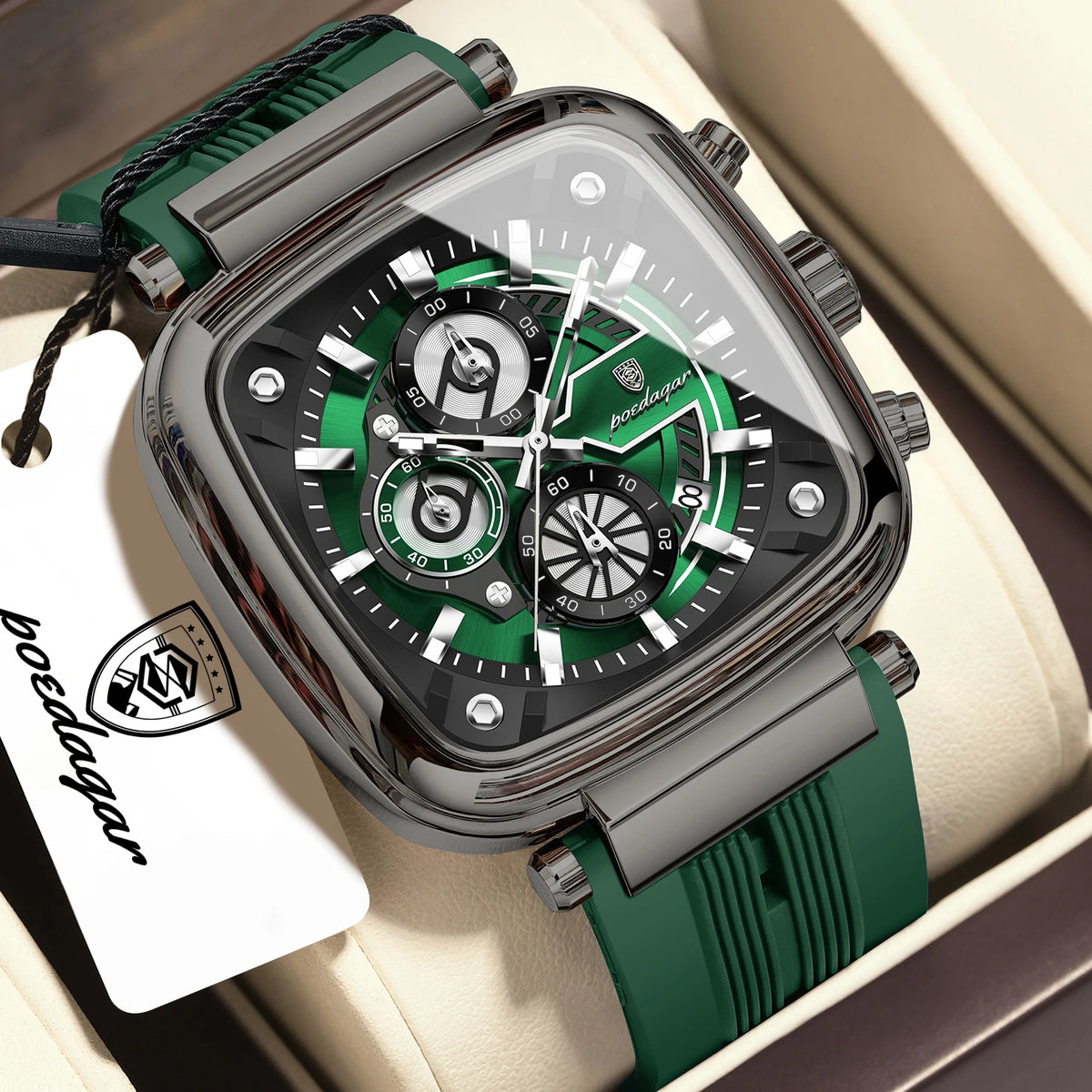 Poedagar 849 Men's Luxury Chronograph Quartz Watch – Silicone Strap, Waterproof, Luminous, Date