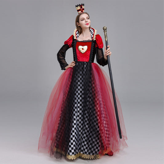 Fantasy Queen Royal Ball Gown Halloween Costume - MCROONS front view