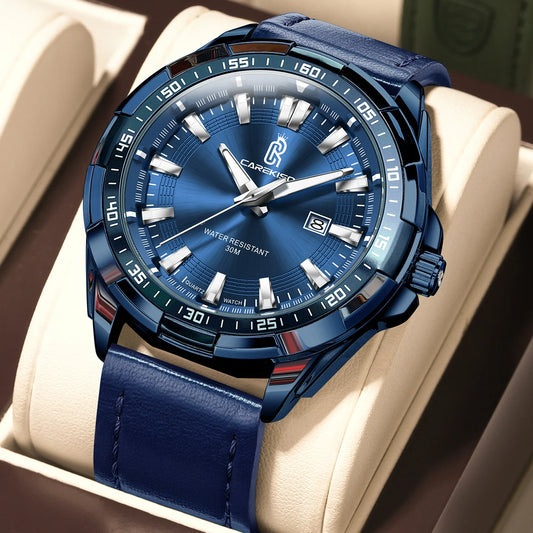Poedagar C103 Men's Luxury Quartz Watch – Leather Strap, Waterproof, Luminous, Date
