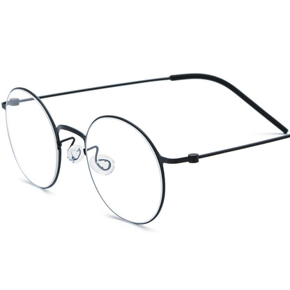 Titanium Round Optical Glasses Frame Korean Designer - MCROONS - Black