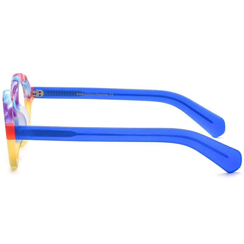Tie-Dye Multicolour Round Acetate Optical Glasses Frame - MCROONS - Multicolour side view