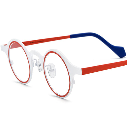 Colourful Titanium Round Optical Glasses Frame Vintage - Matte White - MCROONS