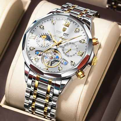 Poedagar 1422 Men's Luxury Automatic Mechanical Watch – Stainless Steel Band, Waterproof, Luminous, Date