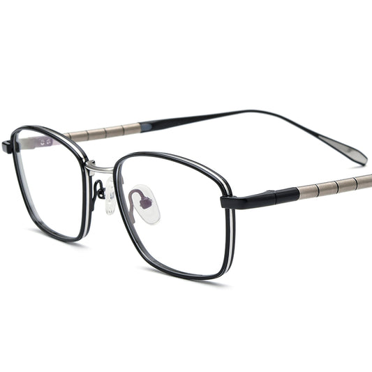 Titanium Square Optical Glasses Frame Lightweight - Black - MCROONS