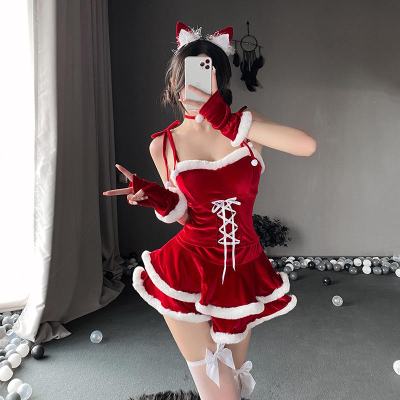 Fur Trim Cat Girl Costume Dress