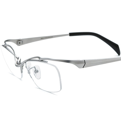 Titanium Square Optical Glasses Frame Designer - Silver - MCROONS