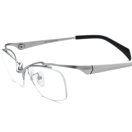 Titanium Square Optical Glasses Frame Designer - Silver - MCROONS