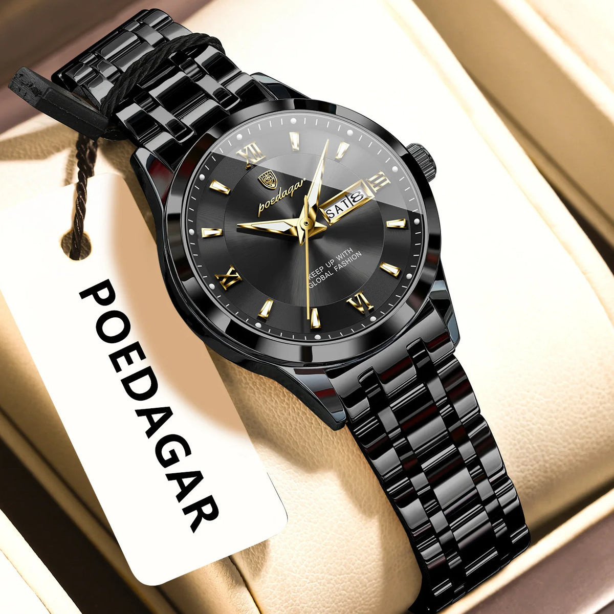 Poedagar 503 Women's Luxury Quartz Watch – Stainless Steel Band, Waterproof, Luminous, Date