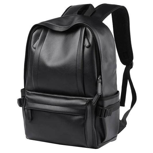 MCROONS Men's PU Leather School and Business Backpack