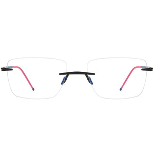 Rimless Titanium Square Optical Frame Two-Tone - Black - MCROONS - Front View