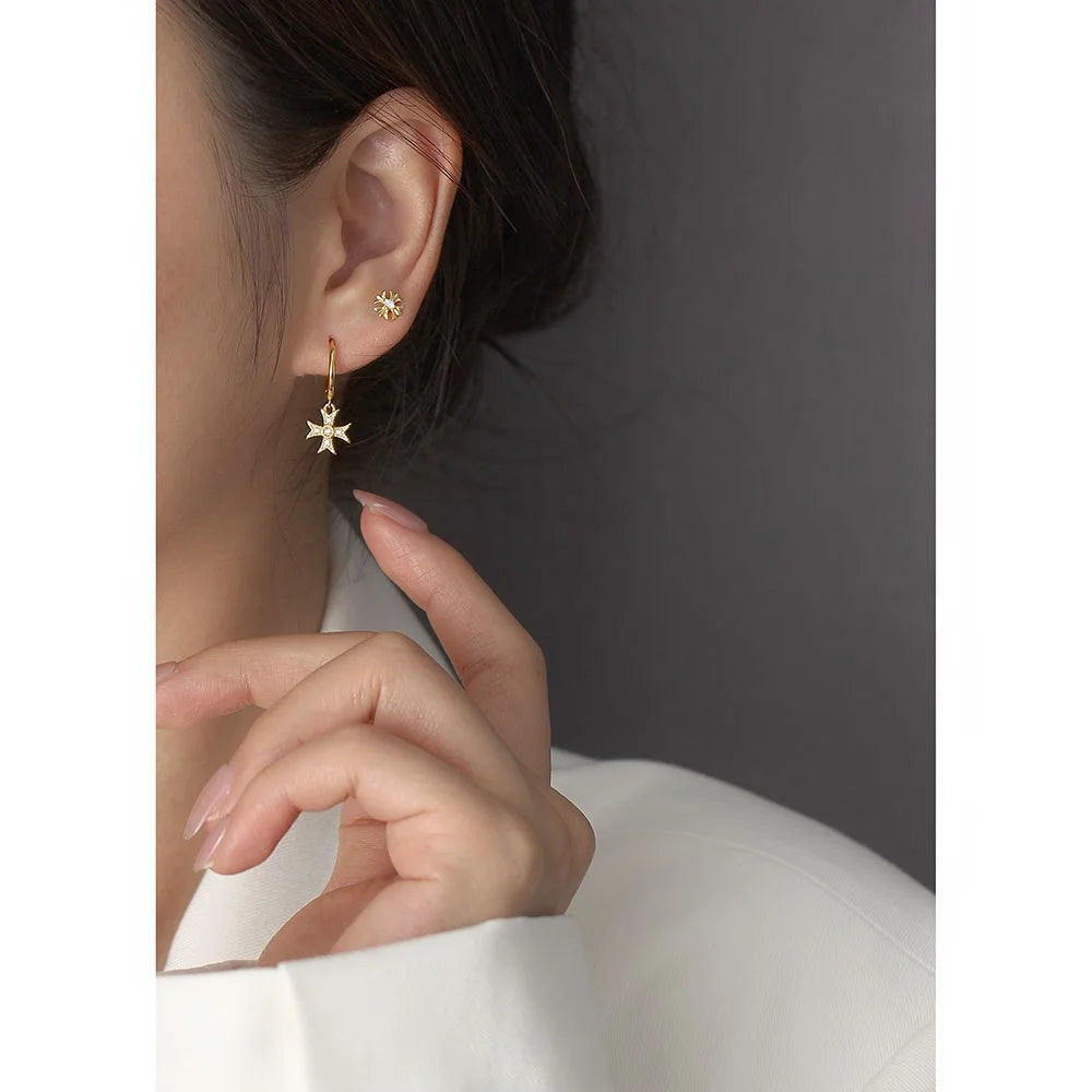 KR Europe and America S925 Silver Ear Bone Nails Ins Cross Screws Earrings Sleep without Removing Earrings Wholesale for Women