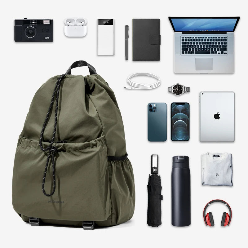 MOYYI Large Capacity Oxford Travel Casual Backpacks for Man Oxford 16 Inch Laptop Backpack Waterproof Drawstring School Bag