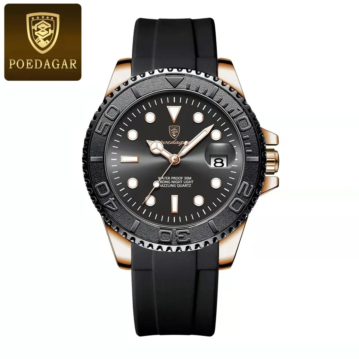 Poedagar 680 Men's Luxury Quartz Watch – Stainless Steel Band, Waterproof, Luminous, Date