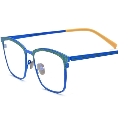Colourful Titanium Square Optical Glasses Frame Premium - Blue - MCROONS