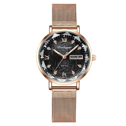 Poedagar 3012 Women's Luxury Quartz Watch – Stainless Steel Band, Waterproof, Date