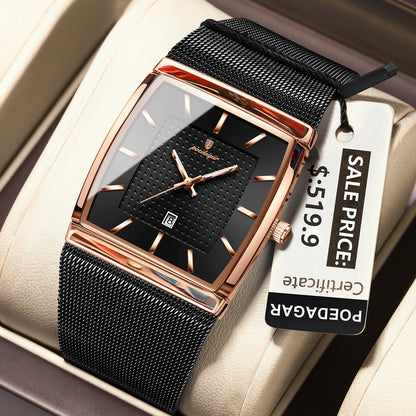 Poedagar 885 Men's Luxury Quartz Watch – Stainless Steel Band, Waterproof, Luminous, Date