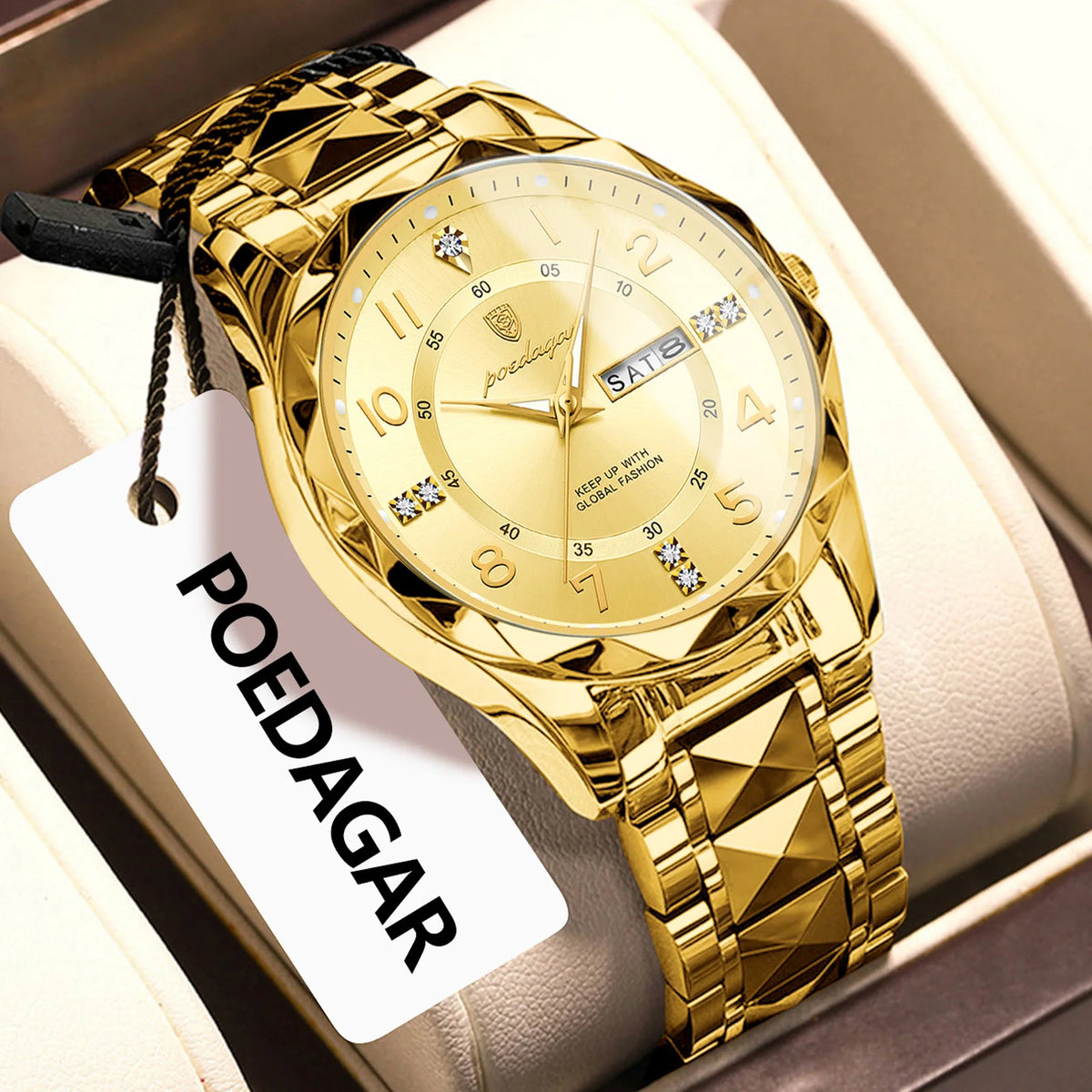 Poedagar 858 Men's Luxury Quartz Watch – Stainless Steel Band, Waterproof, Luminous, Date
