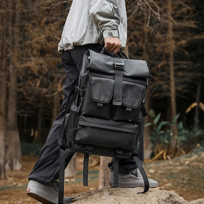 Top Rollong Expandable 28L Outdoor Backpacks Hiking Expedition Travel Backpacks Oxford 17.3 Inch Laptop Backpack for Men