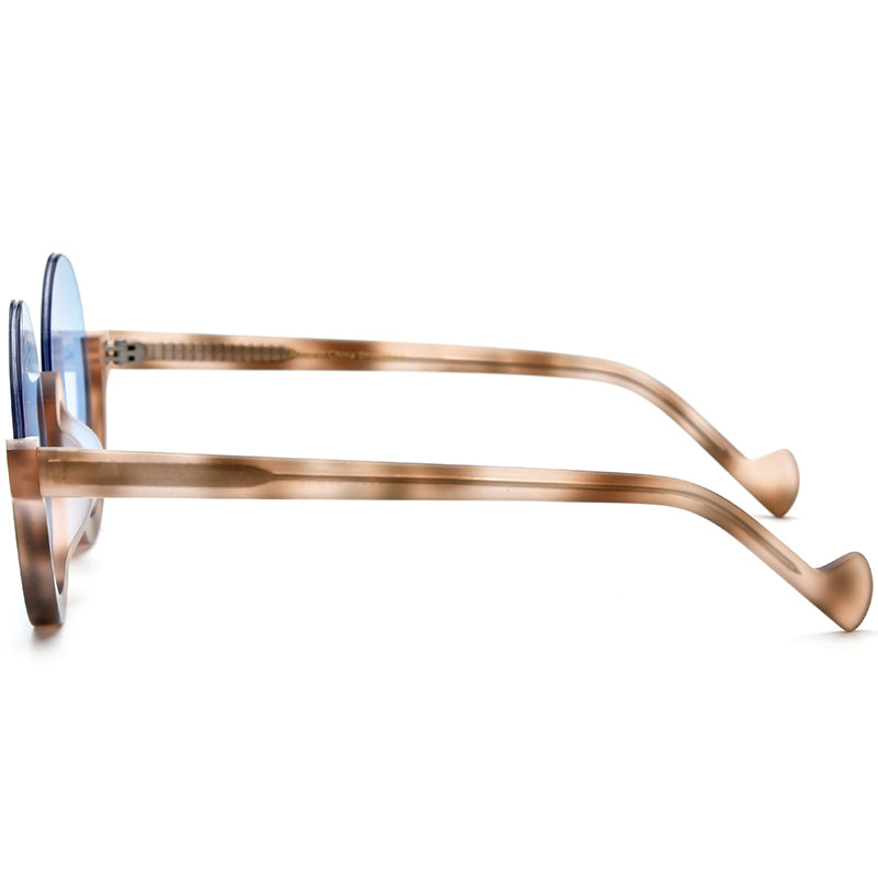 Retro Round Semi-Rimless Acetate Sunglasses - MCROONS - side view