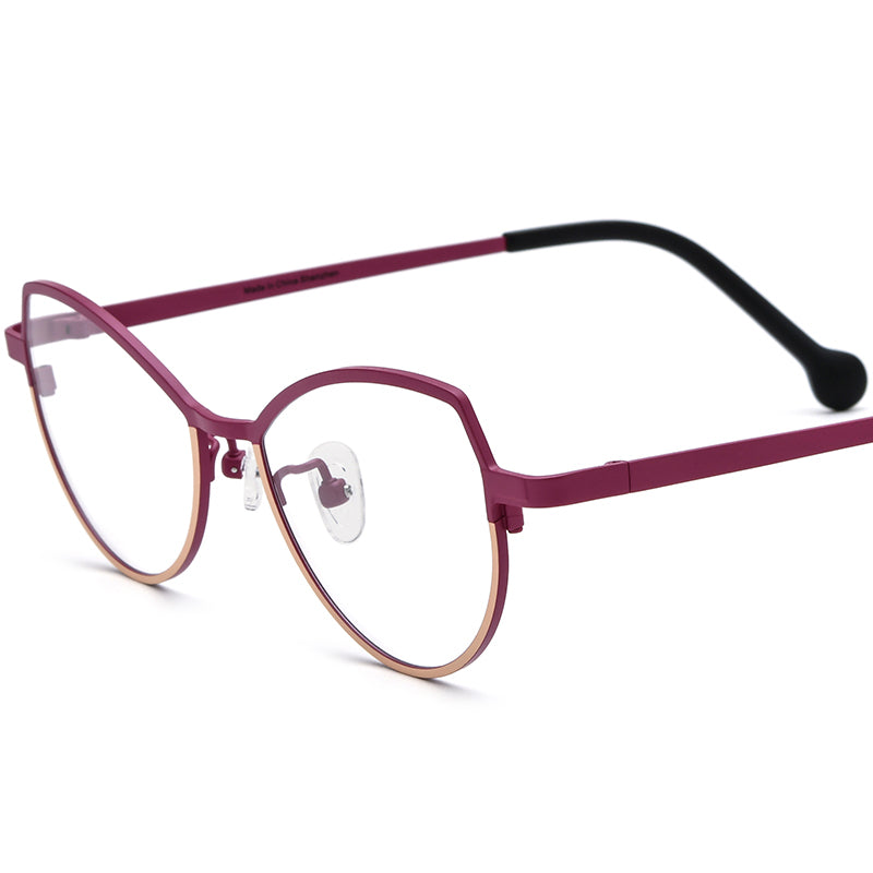 Colourful Titanium Cat Eye Optical Glasses Frame - Purple Yellow - MCROONS