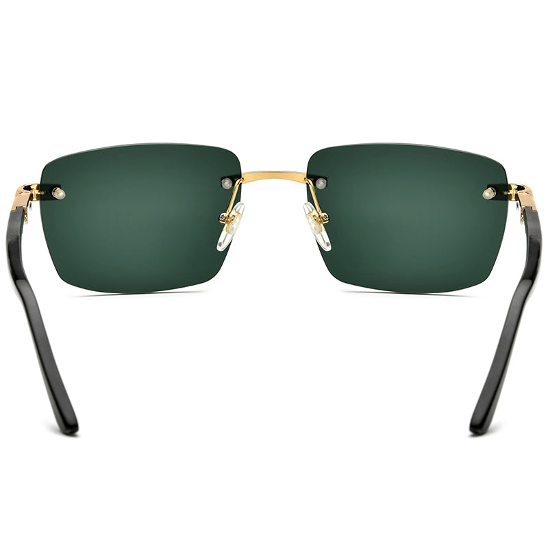Diamante Buffalo Horn Rimless Square Sunglasses - MCROONS - back view