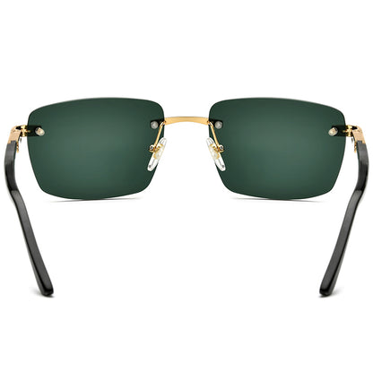 Diamante Buffalo Horn Rimless Square Sunglasses - MCROONS - back view
