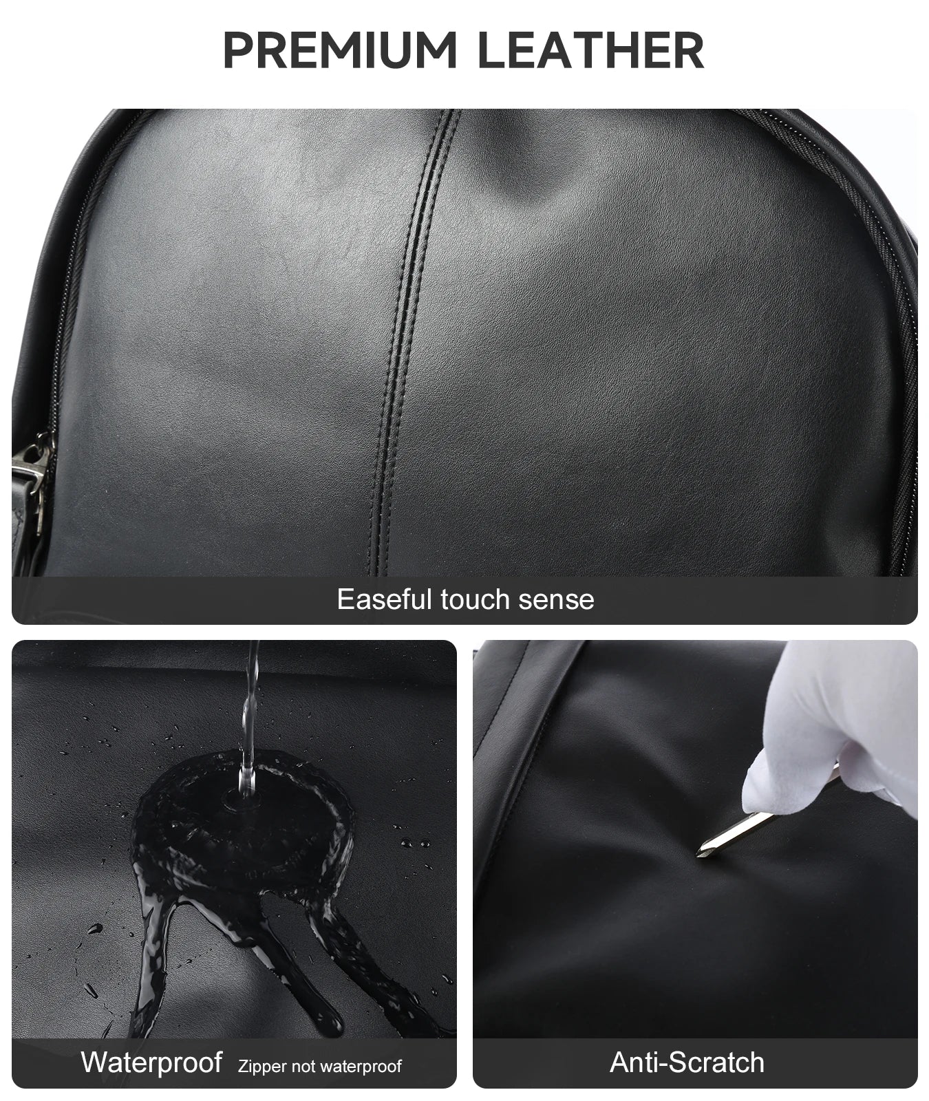 MOYYI Men's PU Leather Travel Backpack with Laptop Compartment