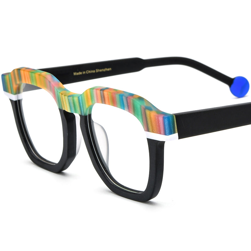 Vintage Square Matte Acetate Optical Glasses Frame - Black - MCROONS