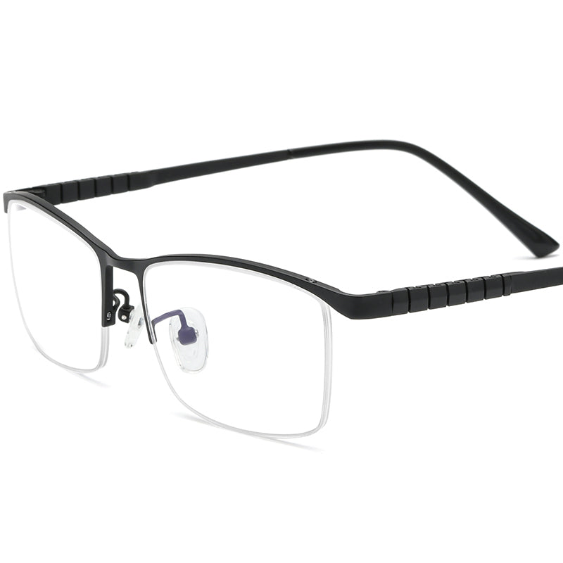 Half-Rim Square Titanium Optical Glasses Frame - MCROONS - Black