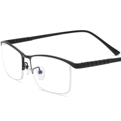 Half-Rim Square Titanium Optical Glasses Frame - MCROONS - Black