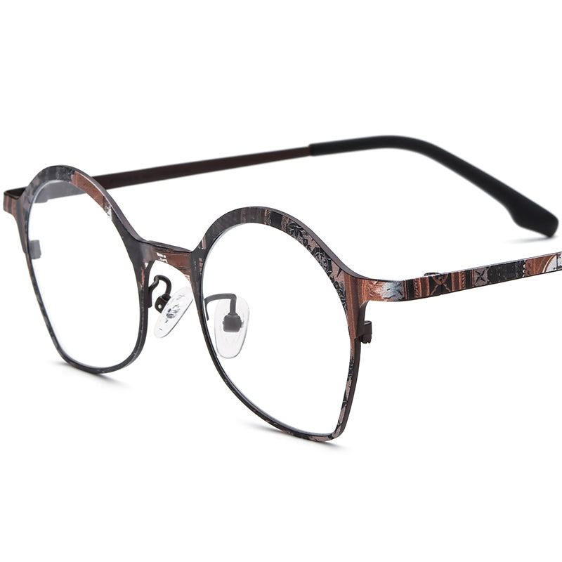 Vintage Titanium Cat Eye Optical Glasses - Brown - MCROONS