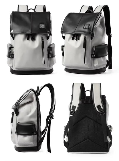 Mochila Vegan Leather Vintage Teenagers Daily School Backpack Laptop Backpack for Boys Faux Pu Leather Man Backpack