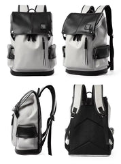 Mochila Vegan Leather Vintage Teenagers Daily School Backpack Laptop Backpack for Boys Faux Pu Leather Man Backpack