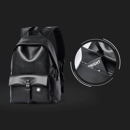 MOYYI Fashion PVC Leather Laptop Backpack for Men Anti-Theft Waterproof Men'S Backpacks Travel School Bags Outdoor