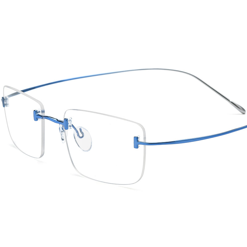 Titanium Square Optical Glasses Frame Rimless Gradient - Blue Gradient Silver - MCROONS