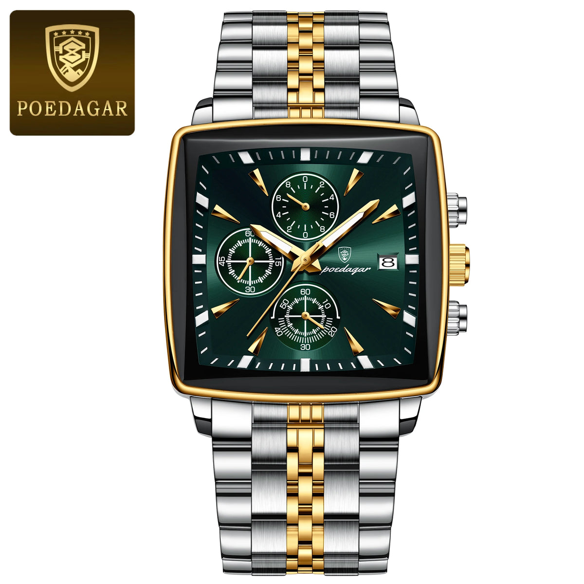 Poedagar 866 Men's Luxury Chronograph Quartz Watch – Stainless Steel Band, Waterproof, Luminous