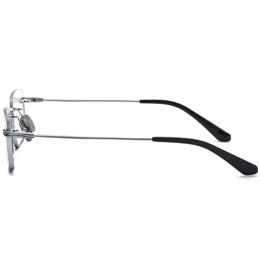Rimless Square Titanium Optical Glasses Frame - MCROONS - side view