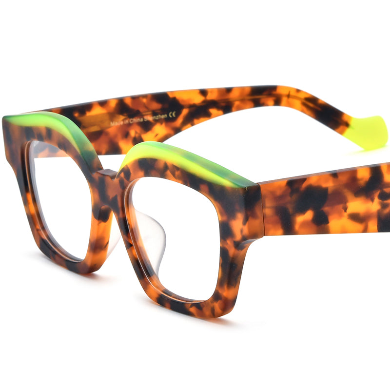 Big Size Cat Eye Acetate Optical Glasses Frame - MCROONS - Leopard