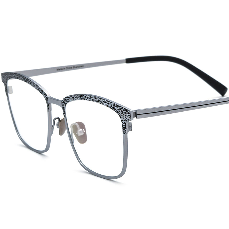 Colourful Titanium Square Optical Glasses Frame Premium - Silver - MCROONS