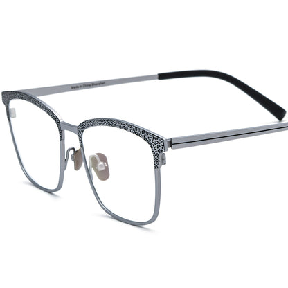 Colourful Titanium Square Optical Glasses Frame Premium - Silver - MCROONS