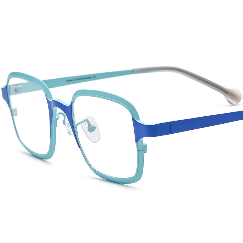Colourful Titanium Square Optical Glasses Frame Everyday - Matte Light Blue - MCROONS