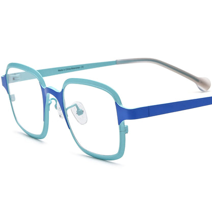 Colourful Titanium Square Optical Glasses Frame Everyday - Matte Light Blue - MCROONS