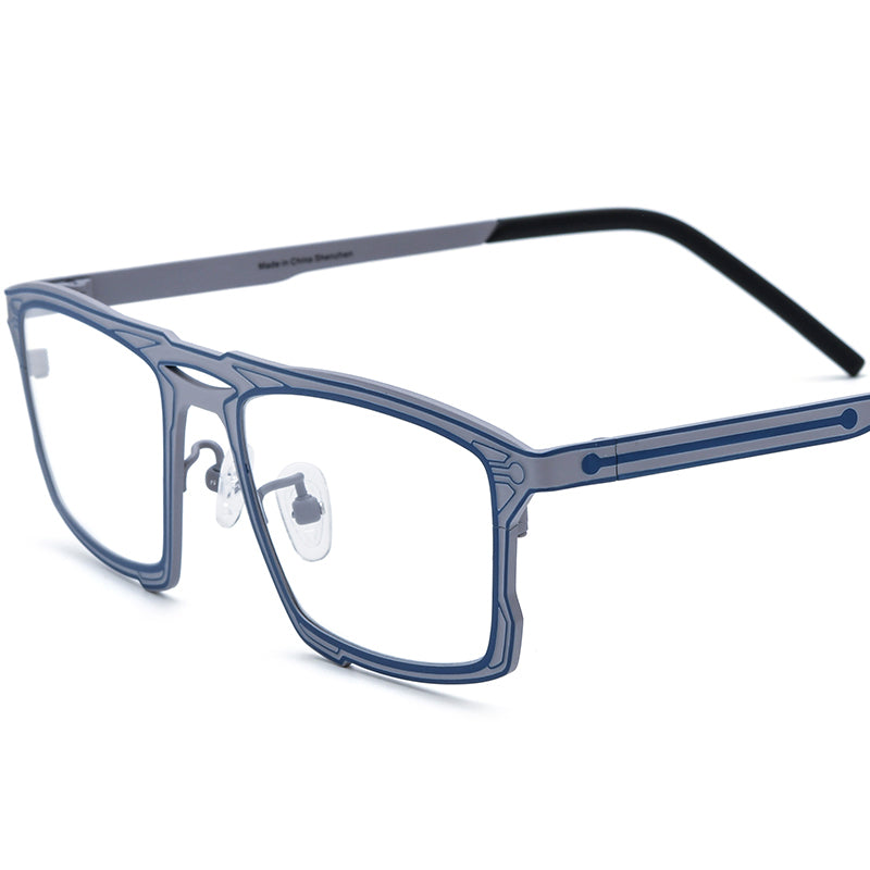 Colourful Titanium Square Optical Glasses Frame Vintage - Blue Grey - MCROONS